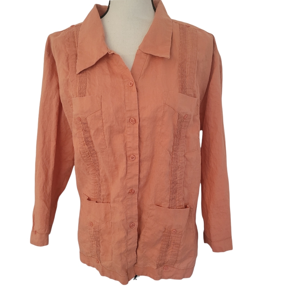 J.M.P Orange linen Guayabera